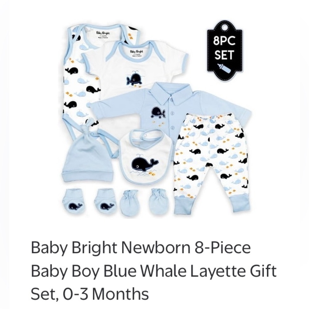 Baby Blue Whale 8-Piece Layette Set
